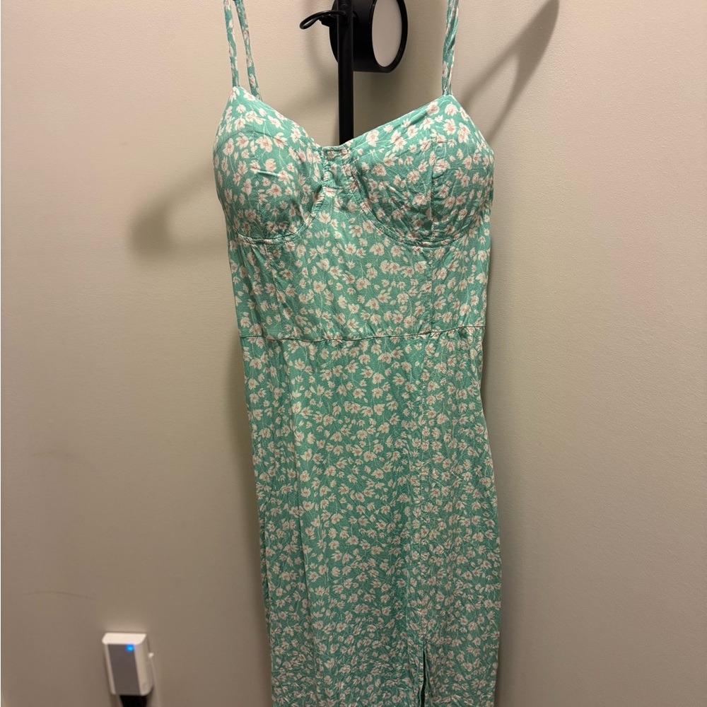 Floral Green Women's summer dress XL